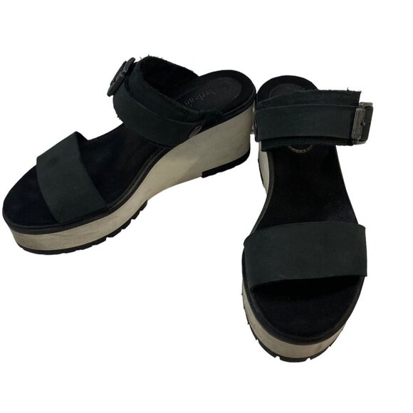 TIMBERLAND Women Platform Size 8 Black Koralyn Buckle Wedge Leather Sandals - Picture 2 of 13